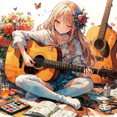 ギターを弾く少女②