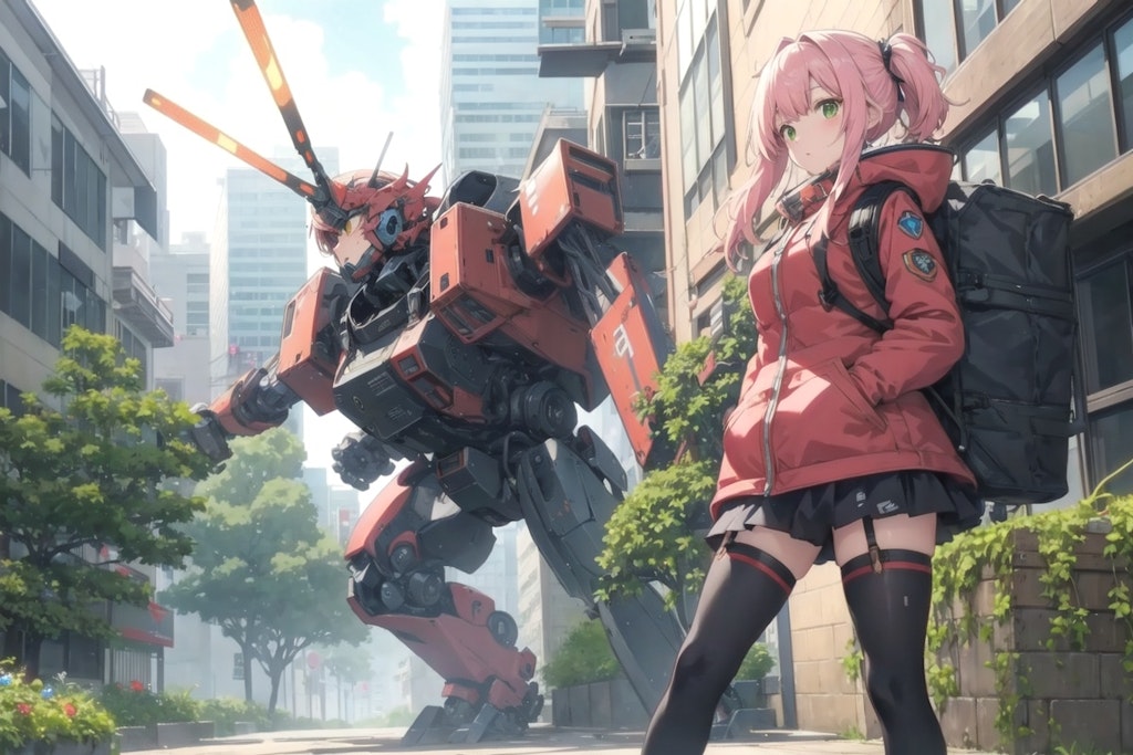 少女とアンドロイド型対戦ロボット