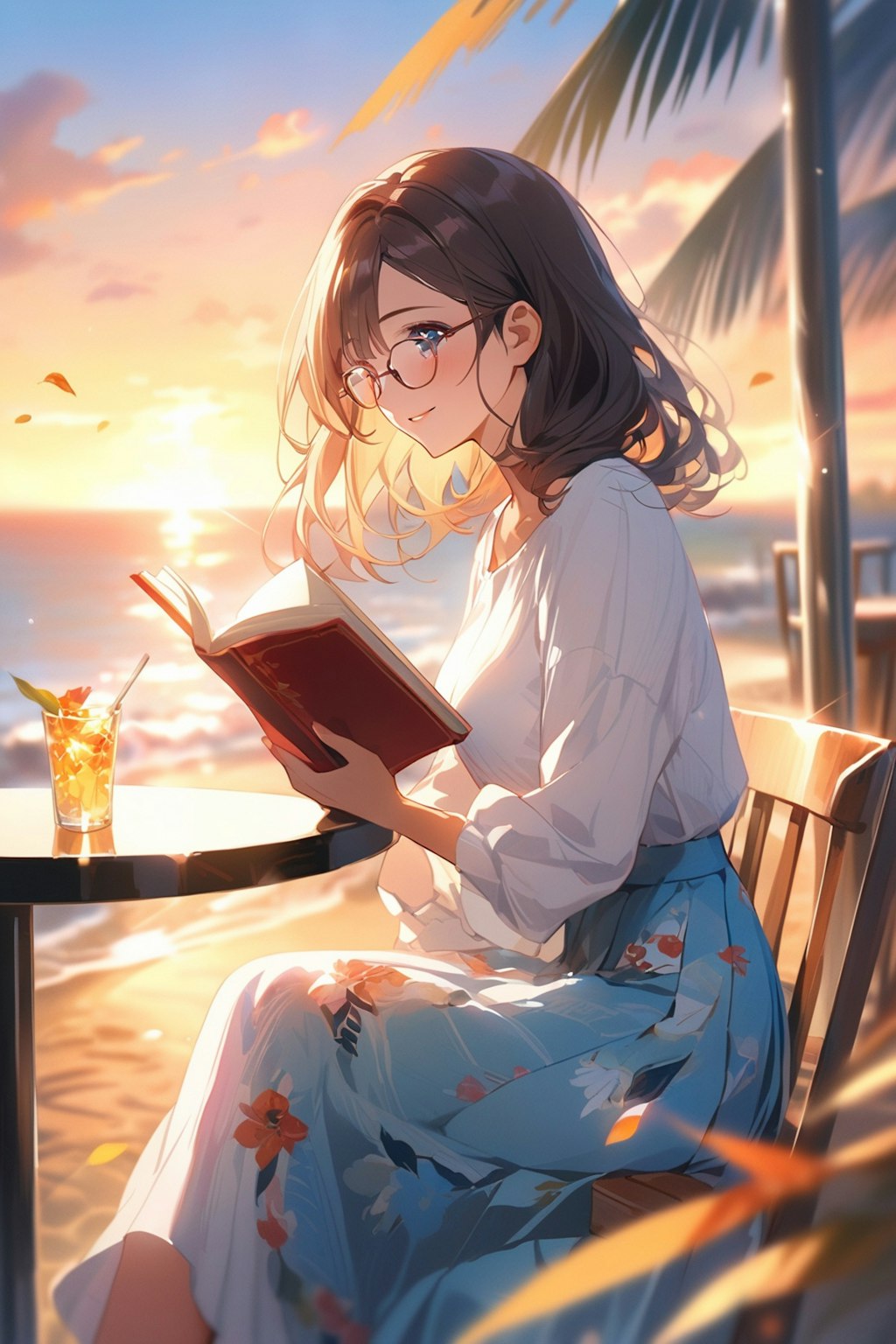 海辺で読書