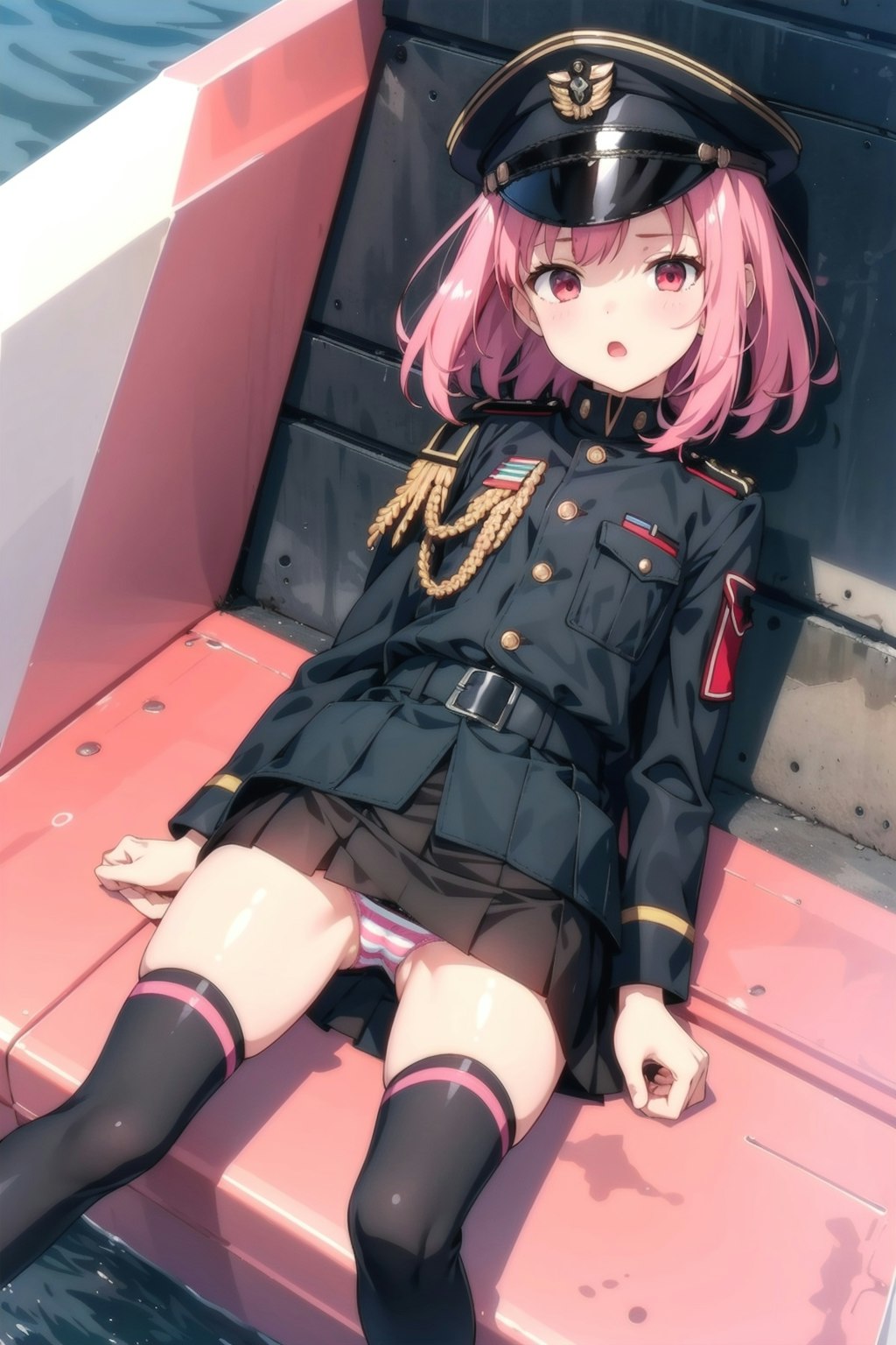 ピンク髪軍服少女