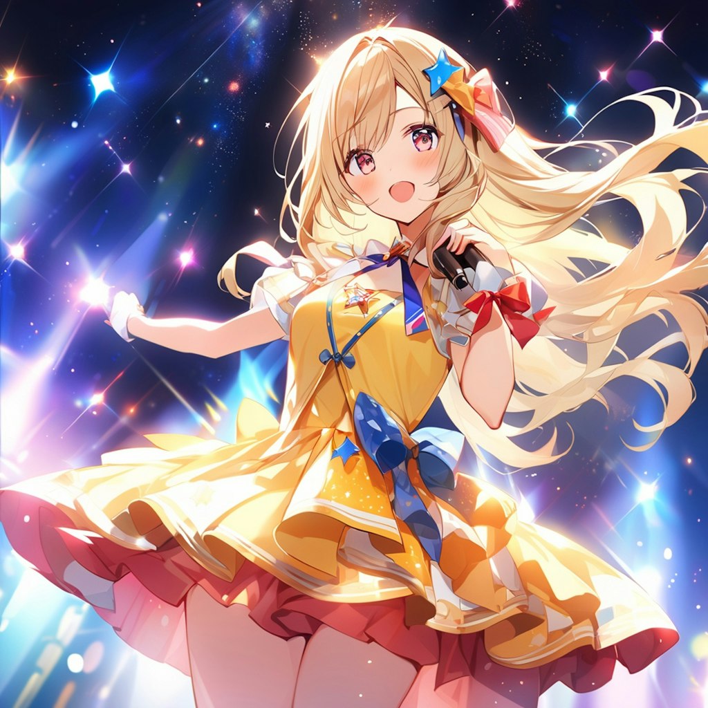 星空に光り輝く金髪アイドル