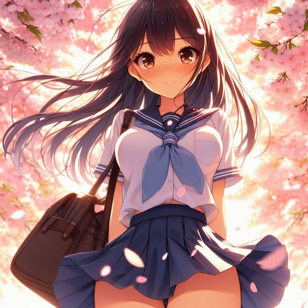 桜の花道（白シャツ）