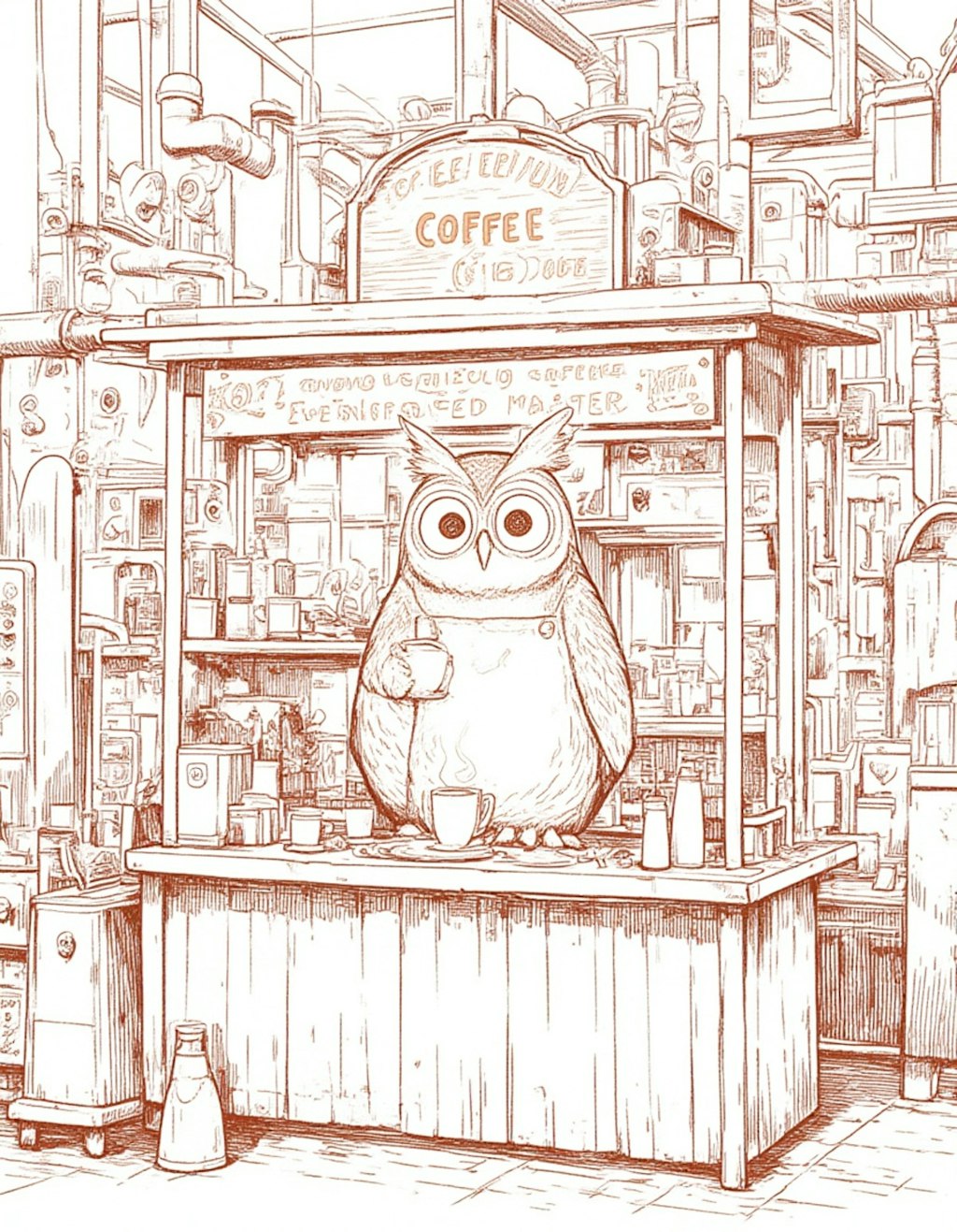 フクロウのコーヒースタンド