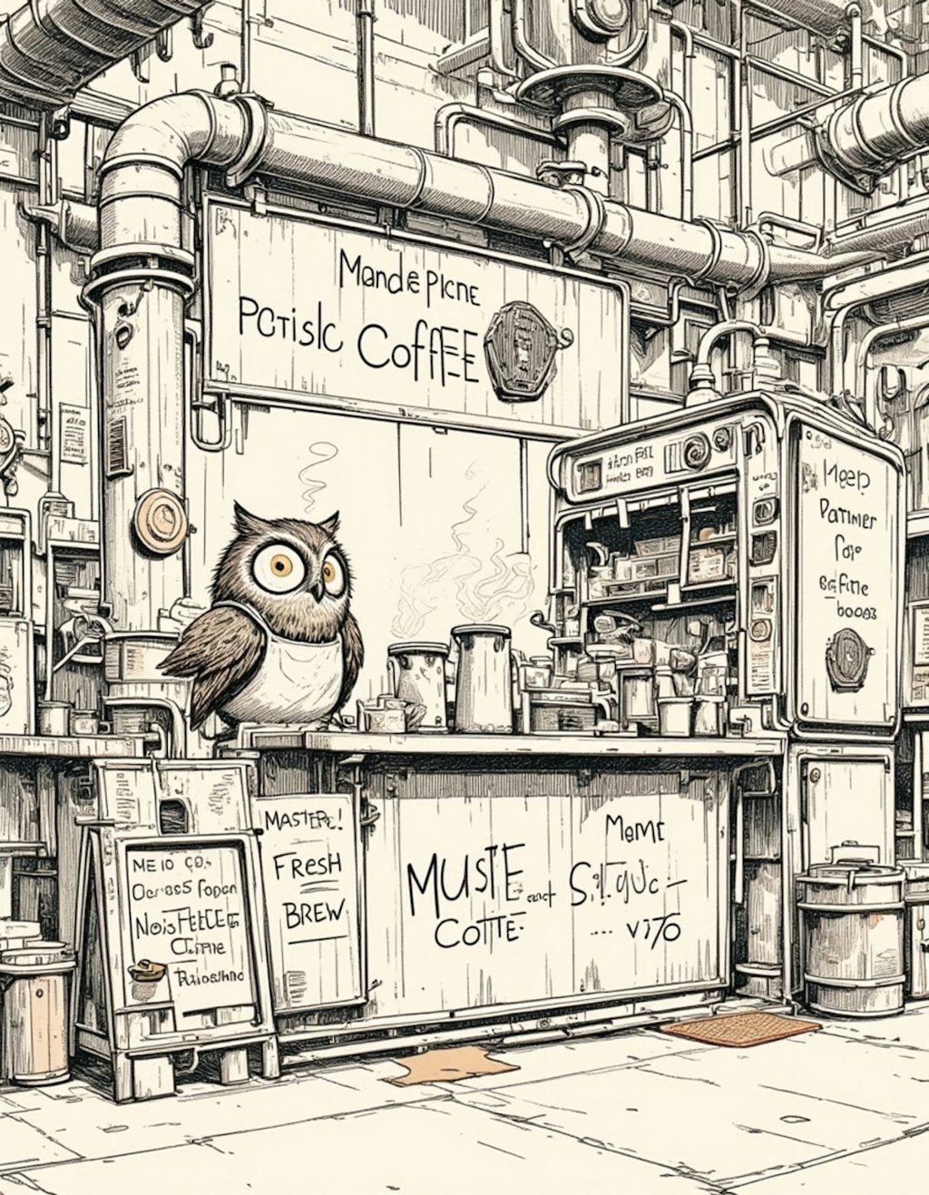 フクロウのコーヒースタンド