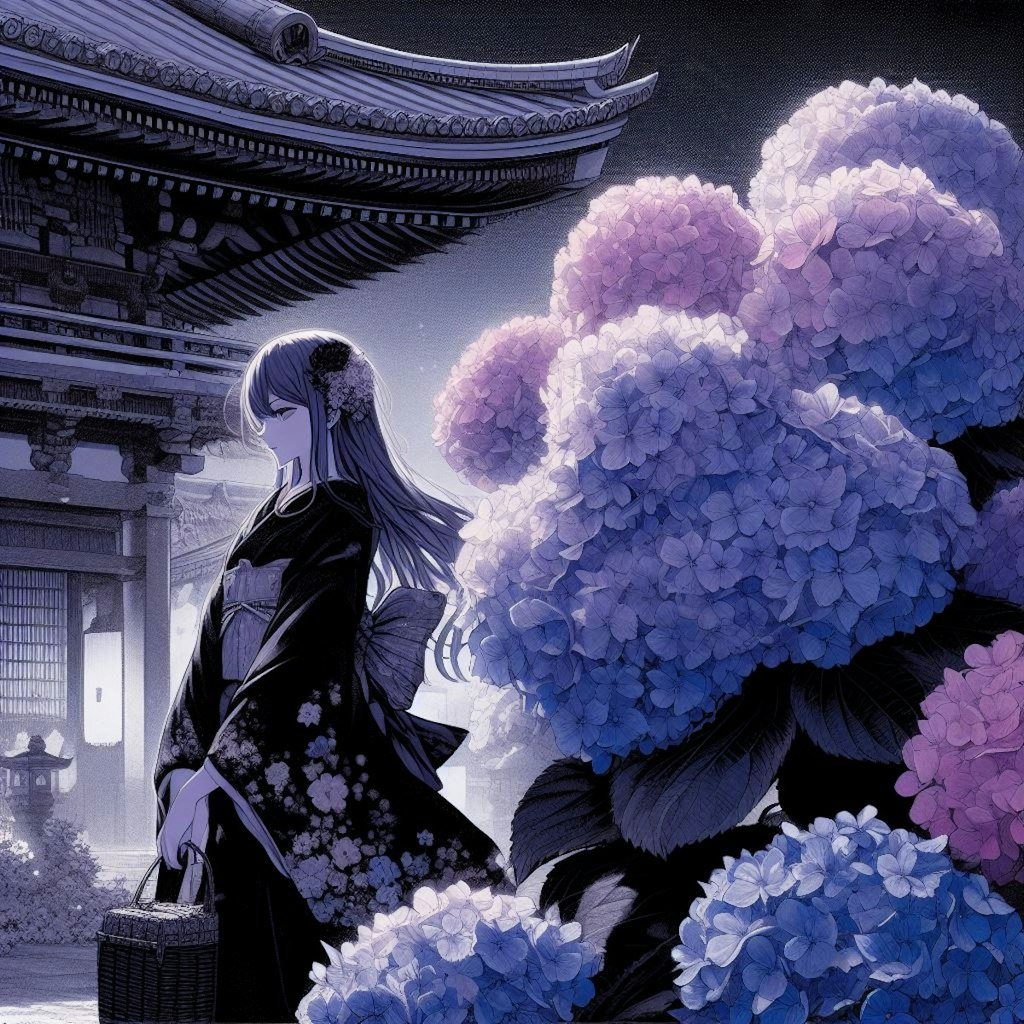紫陽花が咲く寺