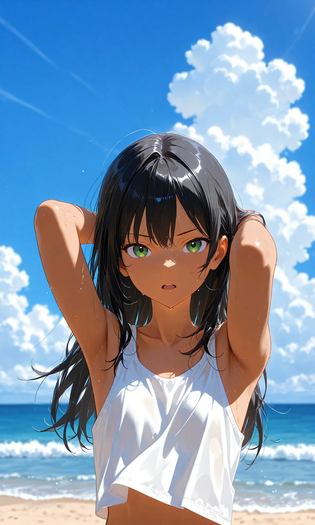 褐色黒髪