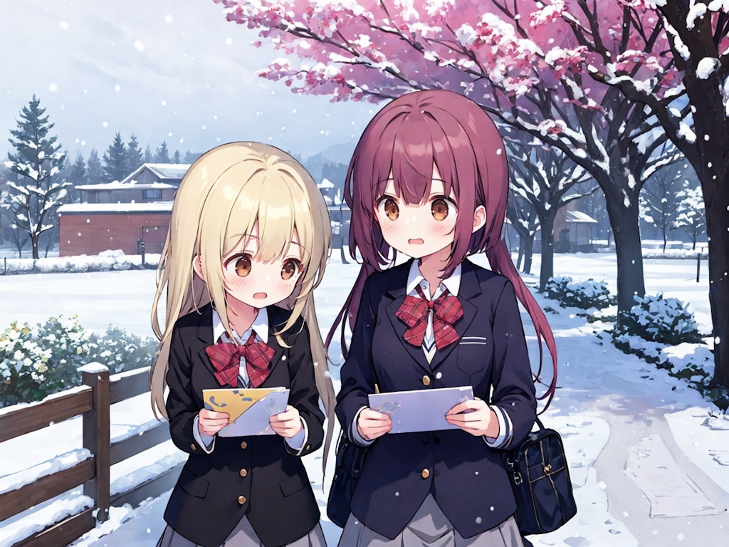 梅の花と雪