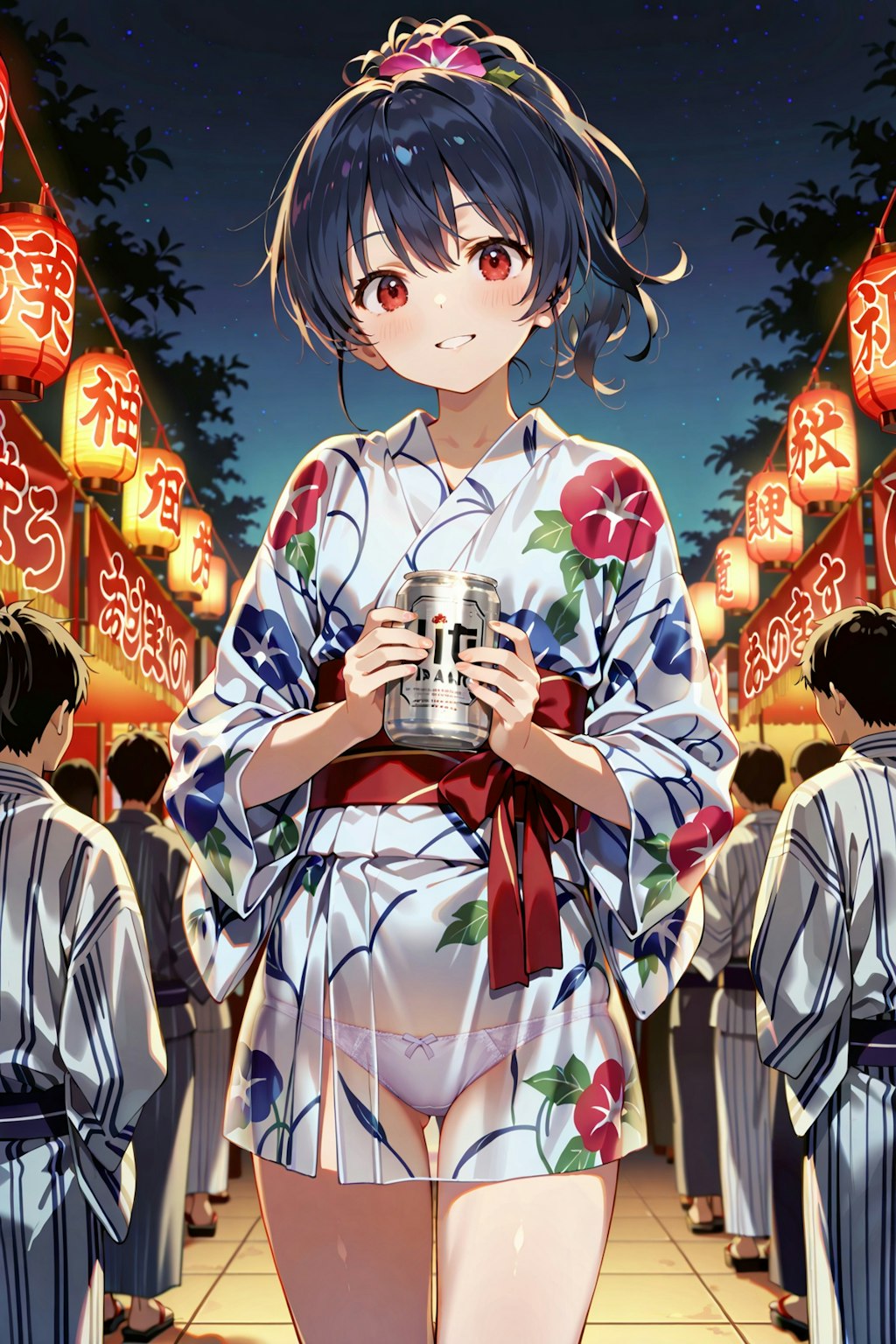 透け浴衣で夏祭り Y716