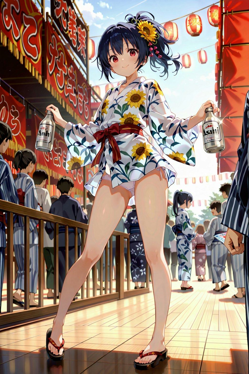 透け浴衣で夏祭り Y716
