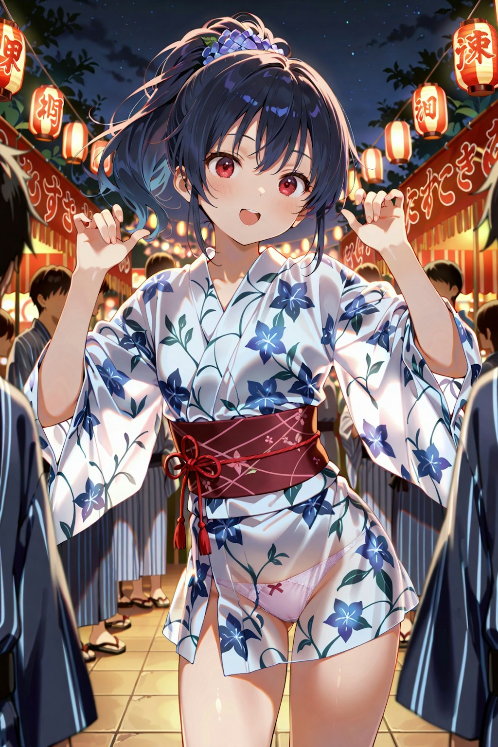 透け浴衣で夏祭り Y716