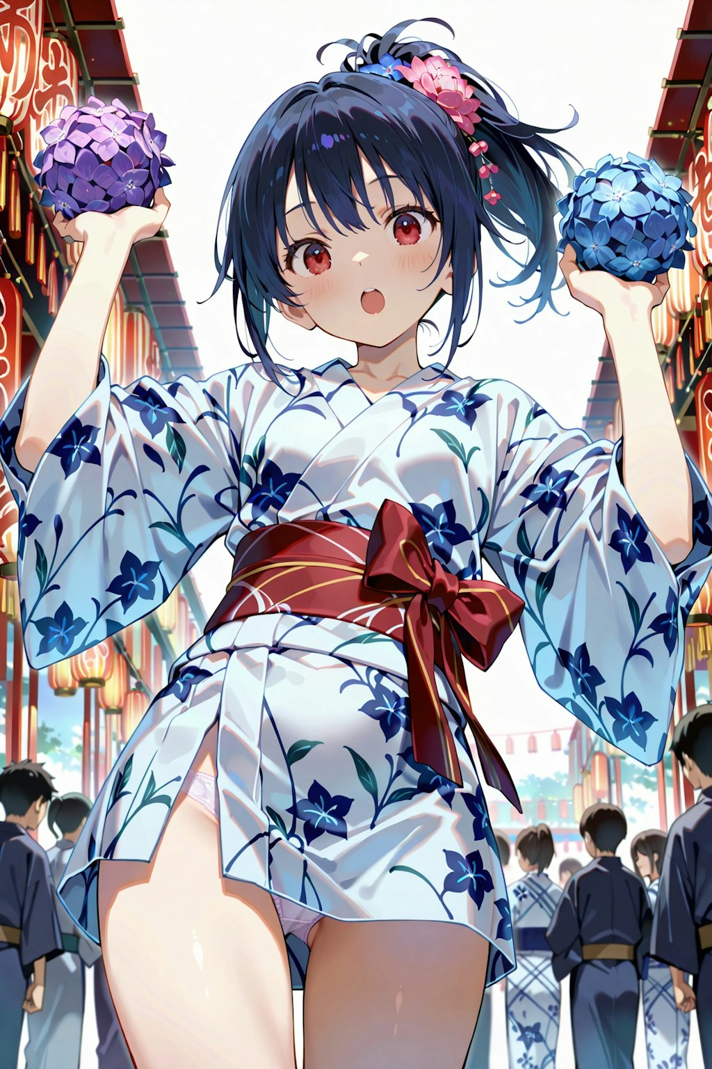 透け浴衣で夏祭り Y716