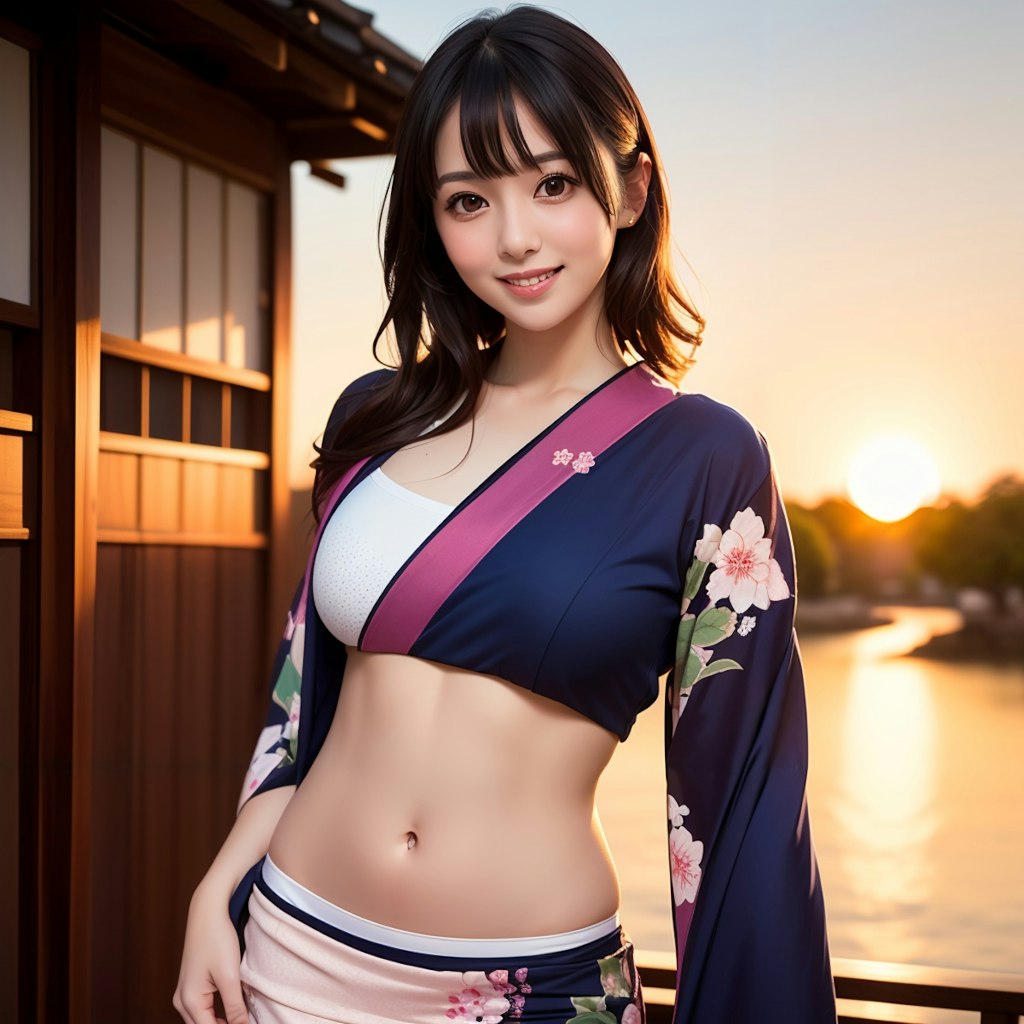 着物ドレスのAI美女です