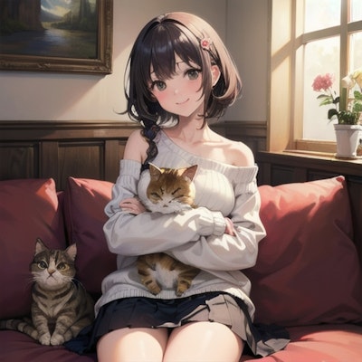 猫と女の子
