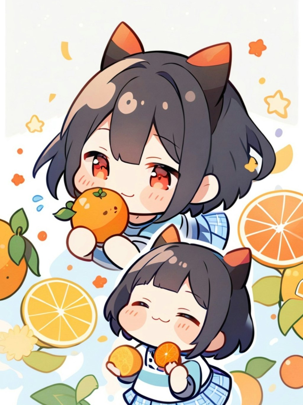 🍊と黒髪姉妹ちゃん