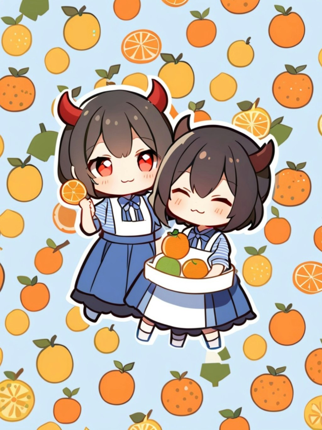 🍊と黒髪姉妹ちゃん