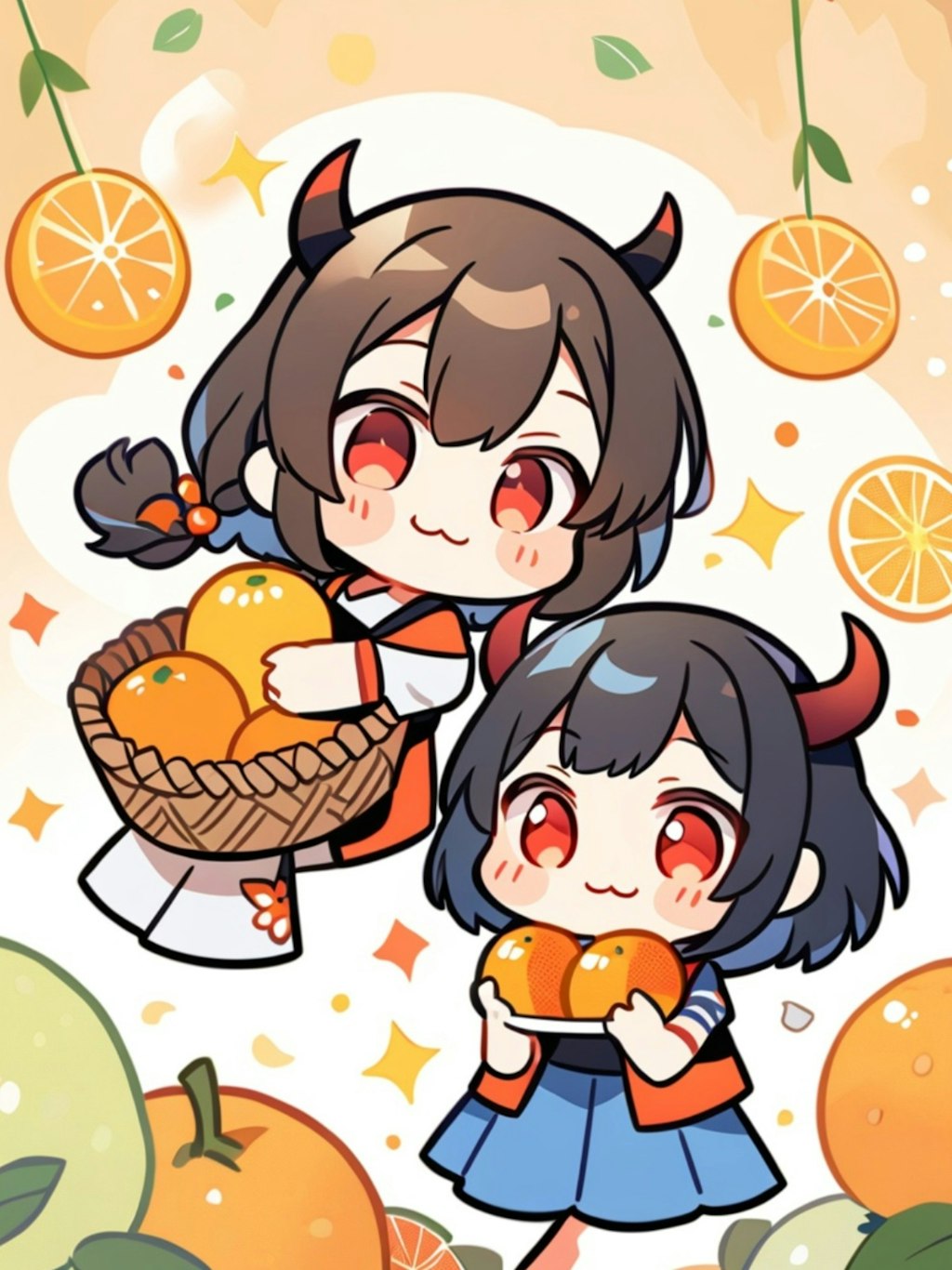 🍊と黒髪姉妹ちゃん