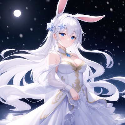 雪夜の白兎