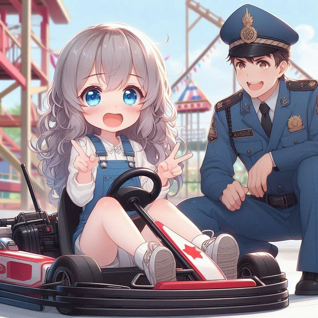 ゴーカートでスピード違反取られた小さな女の子