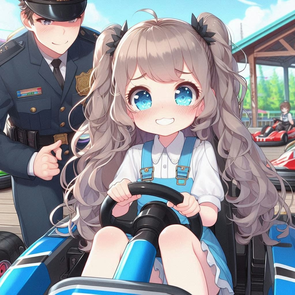 ゴーカートでスピード違反取られた小さな女の子