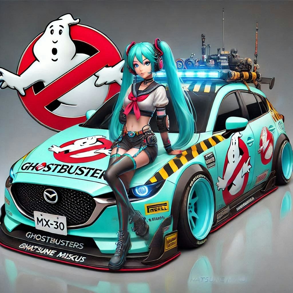 ゴーストバスターズカラーマツダCX-30レーシングカーと初音ミク