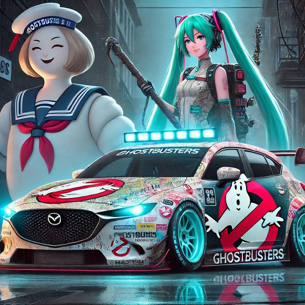 ゴーストバスターズカラーマツダCX-30レーシングカーと初音ミク