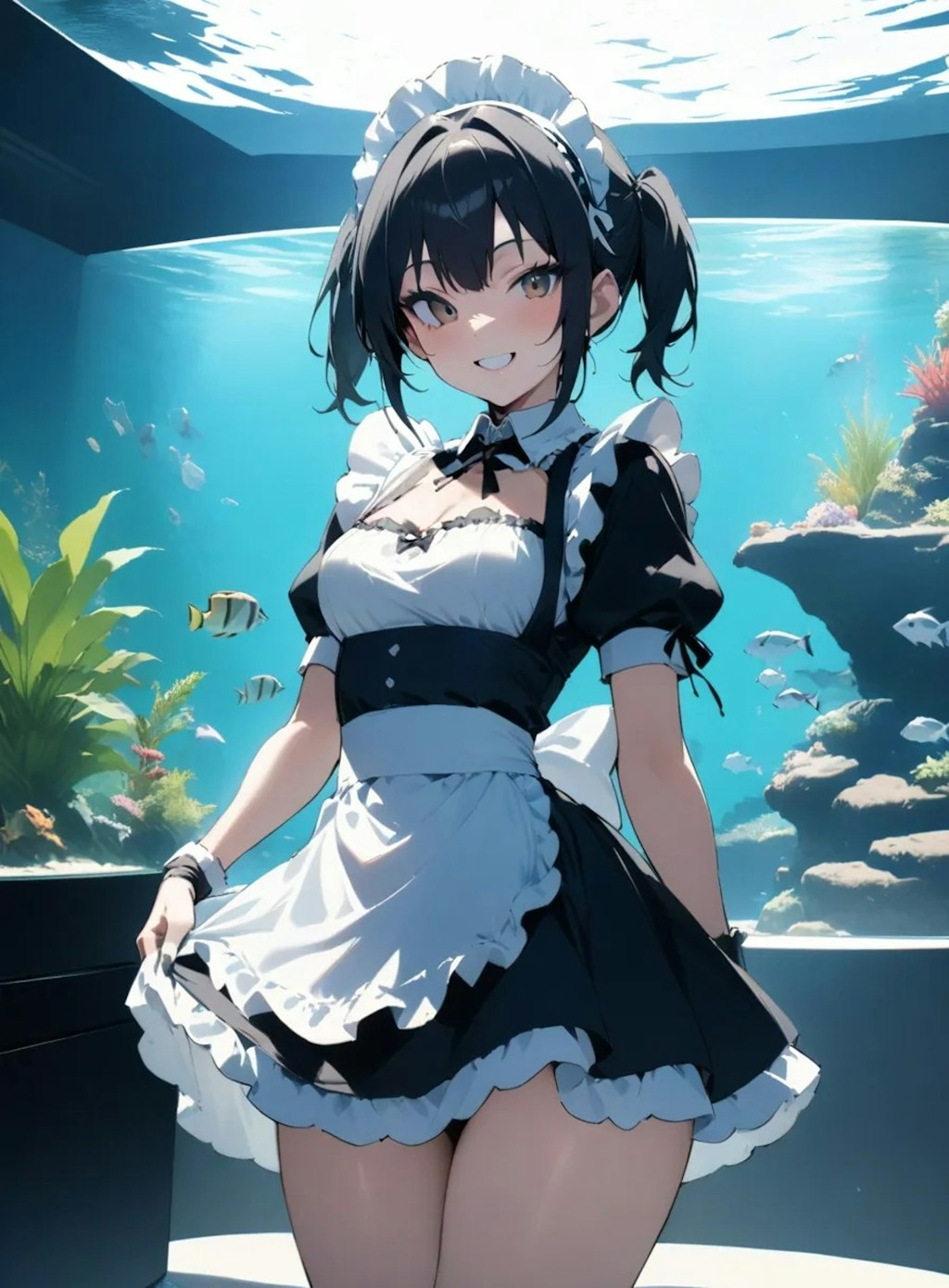 Maid in aquarium.