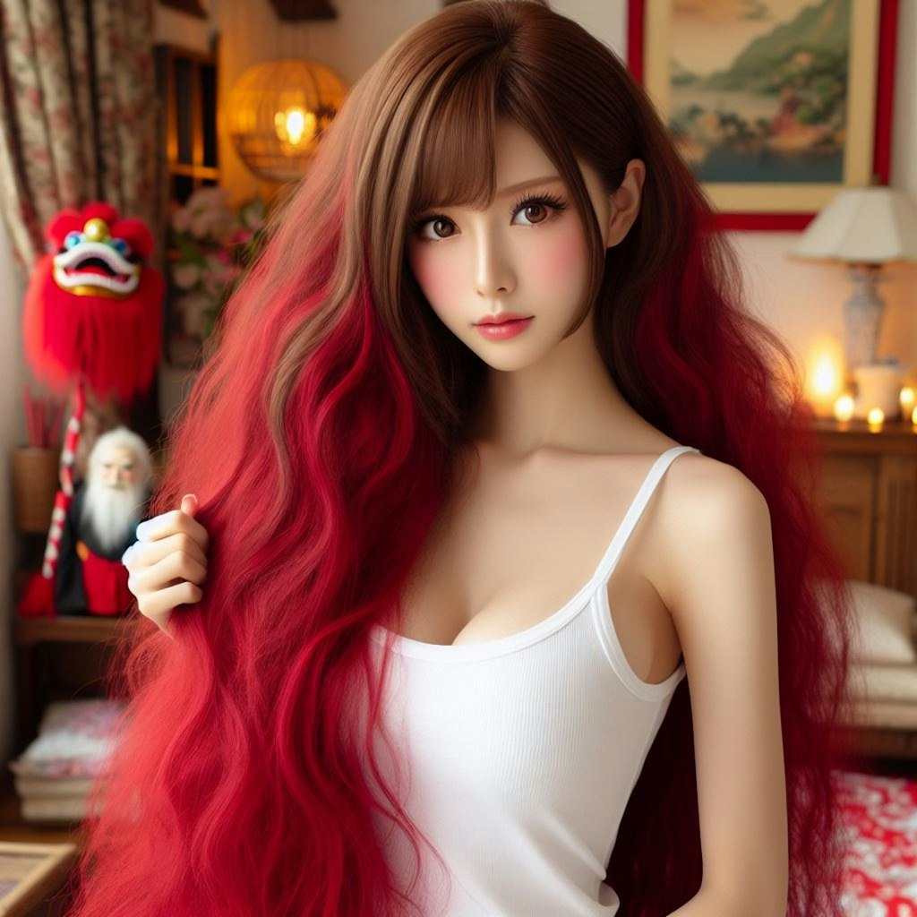 red long lion hair