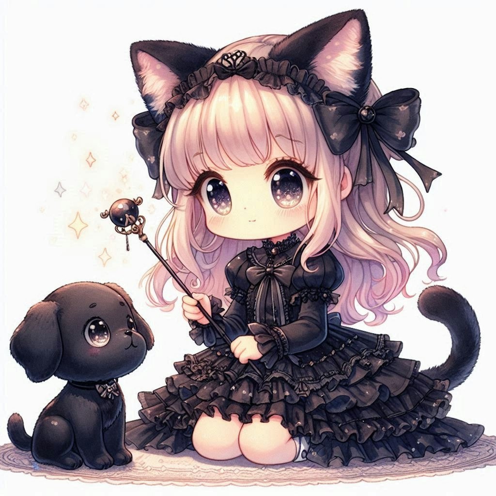 黒猫ちゃんと黒犬くん