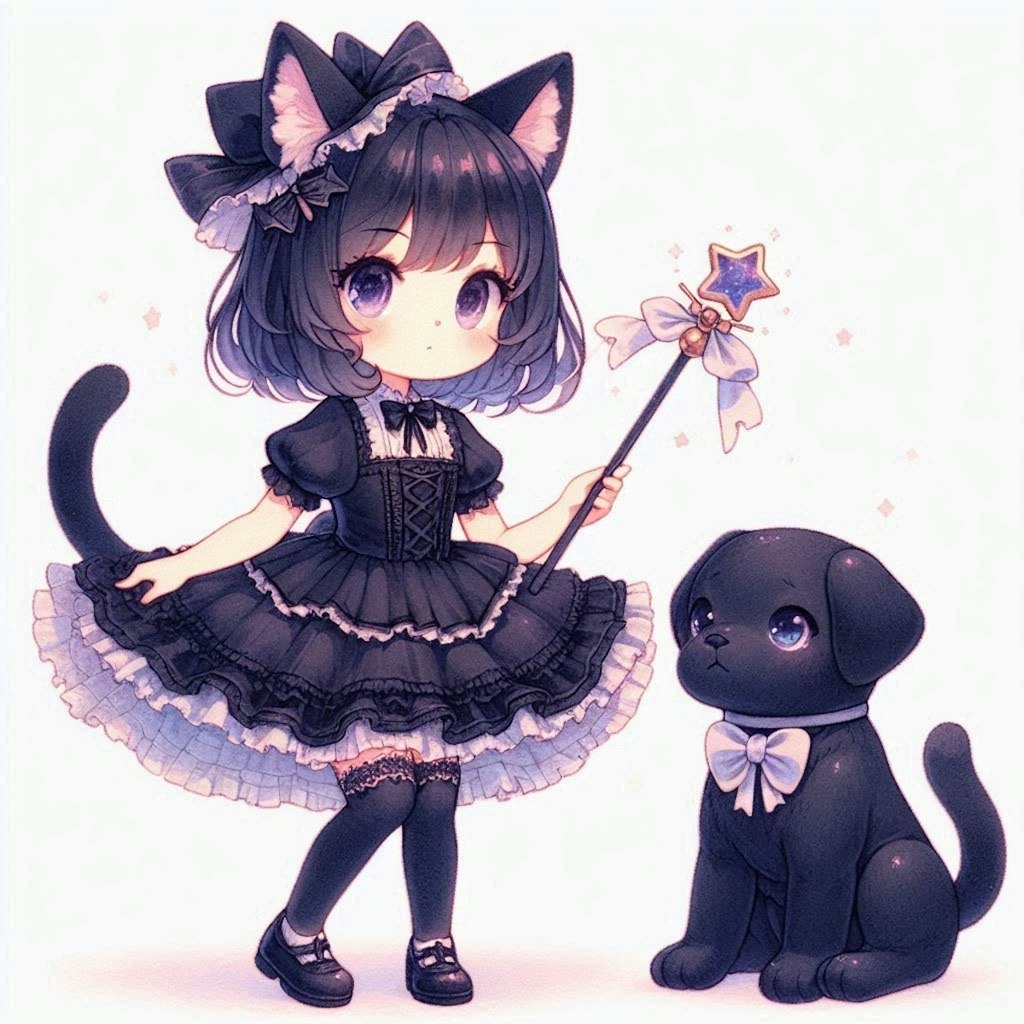 黒猫ちゃんと黒犬くん