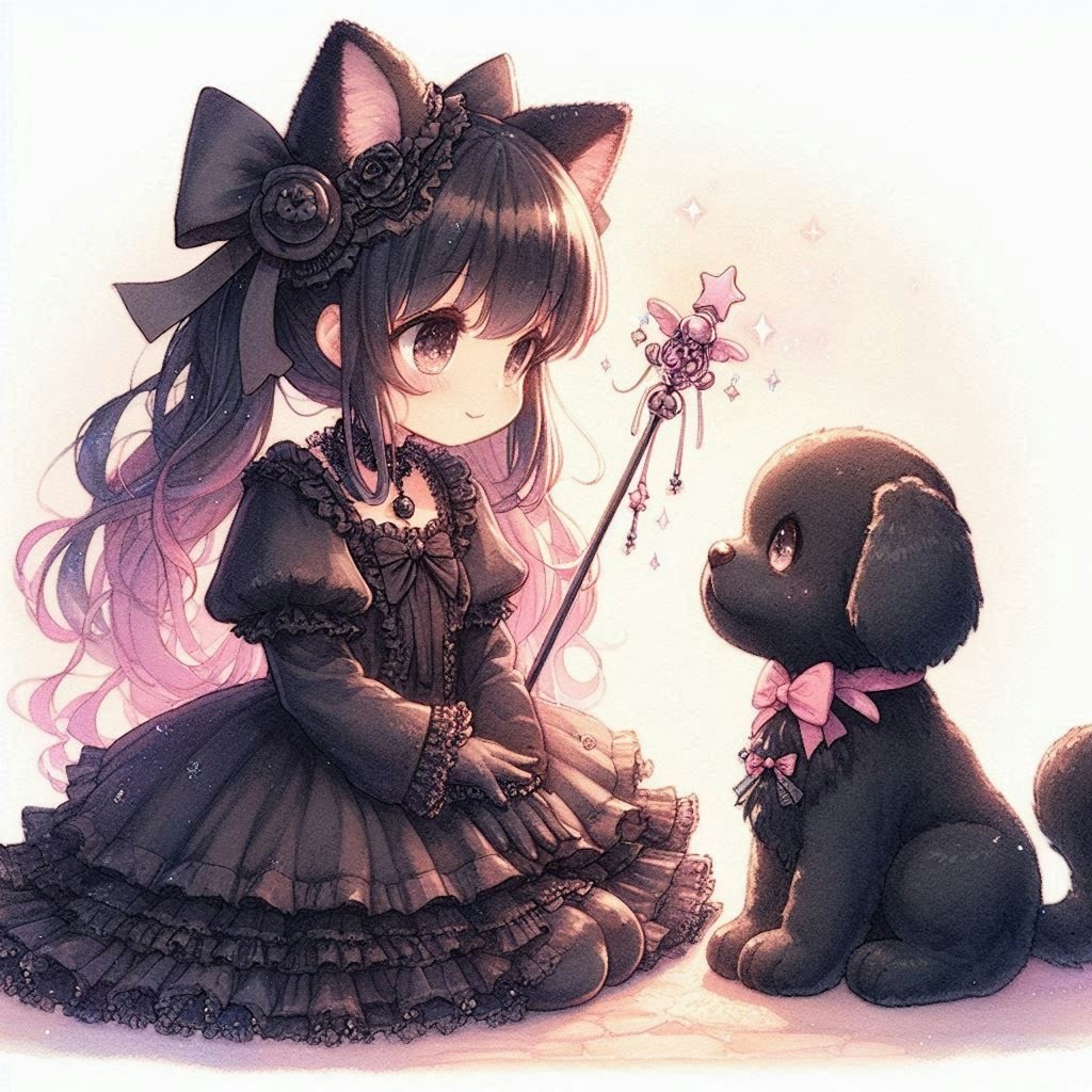 黒猫ちゃんと黒犬くん