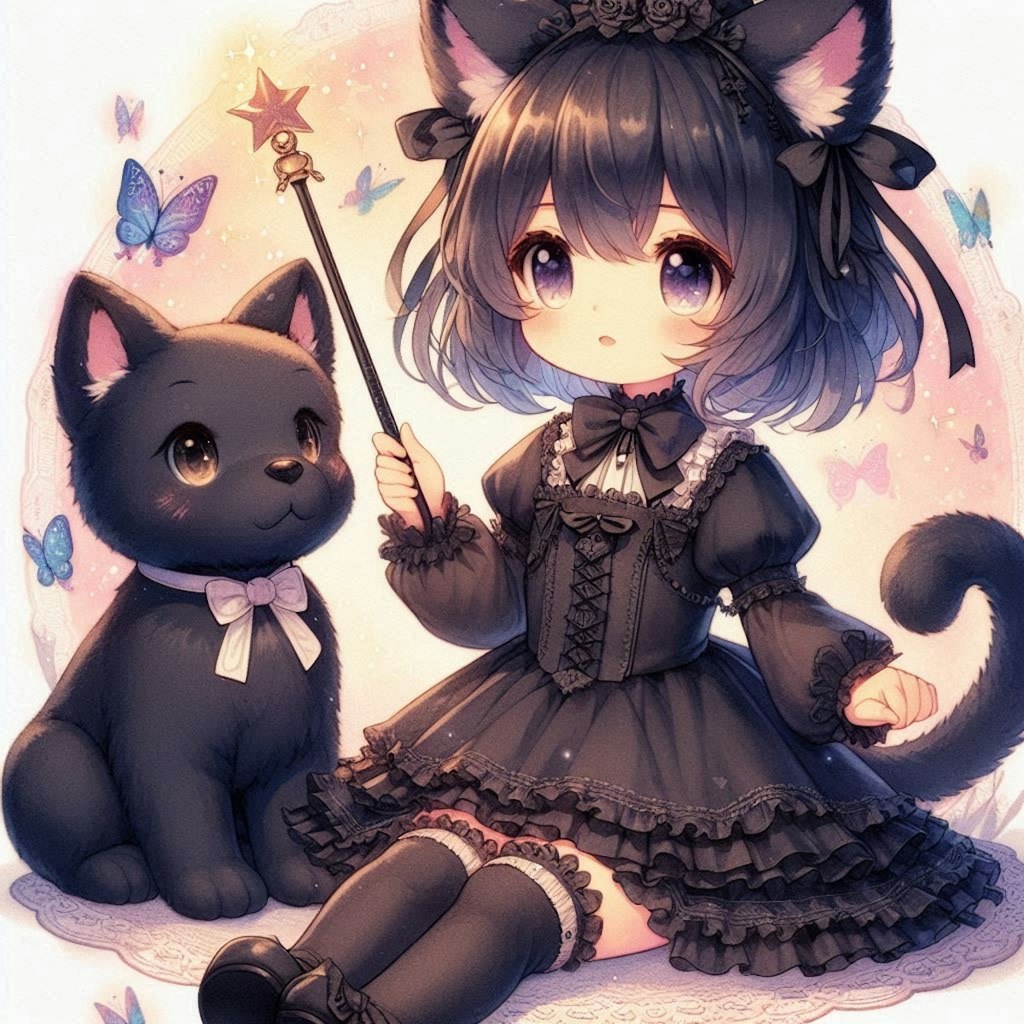 黒猫ちゃんと黒犬くん