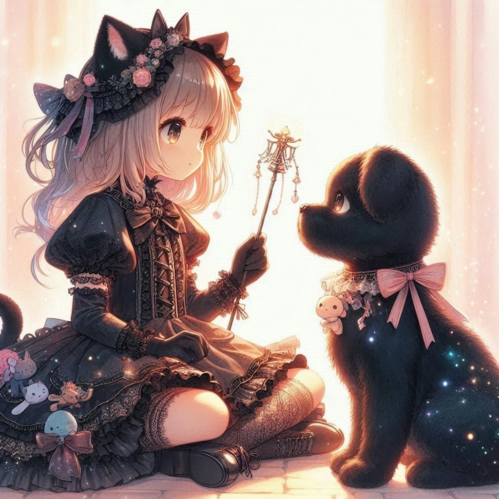 黒猫ちゃんと黒犬くん