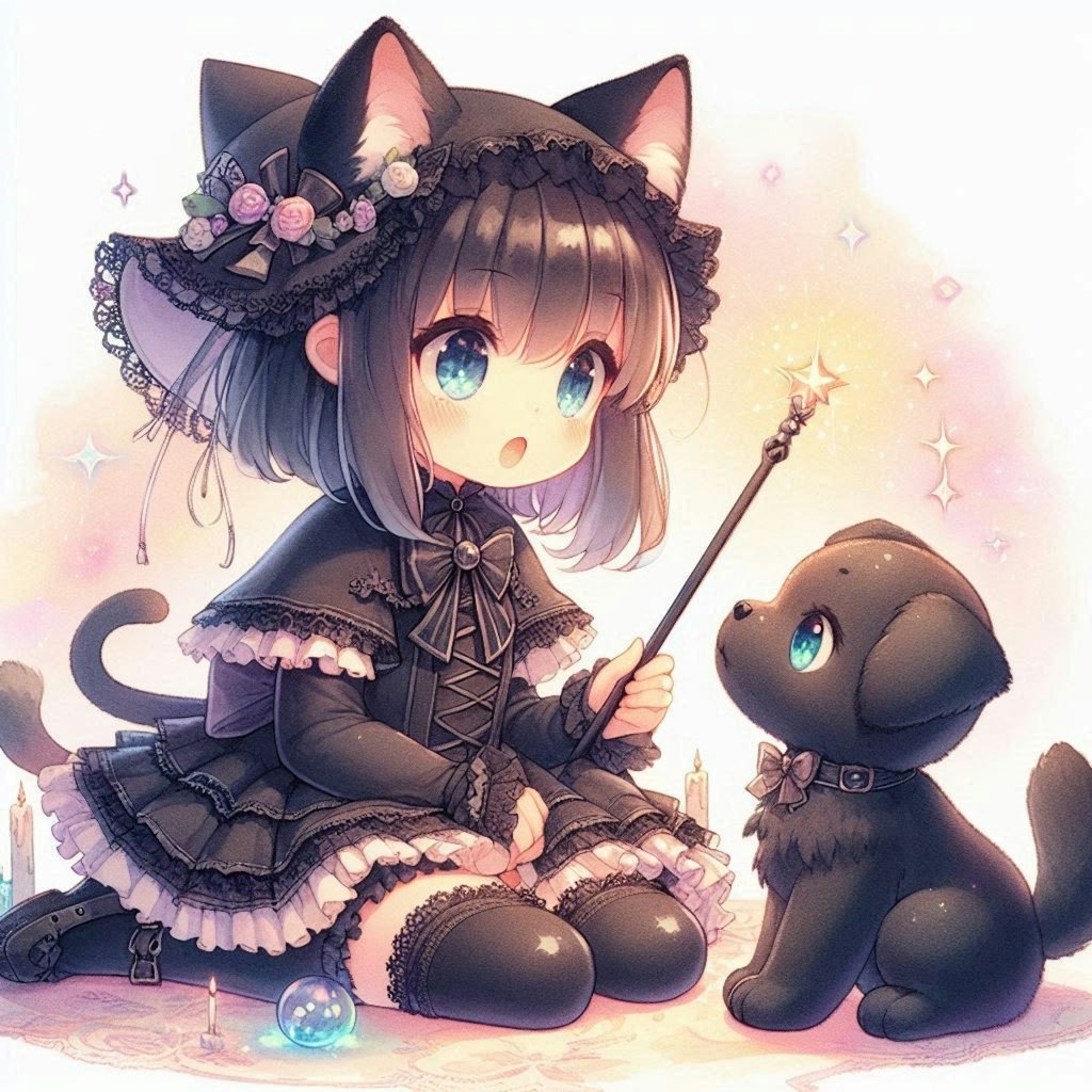 黒猫ちゃんと黒犬くん