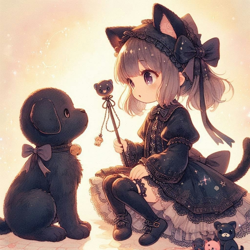 黒猫ちゃんと黒犬くん