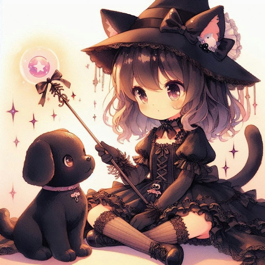 黒猫ちゃんと黒犬くん