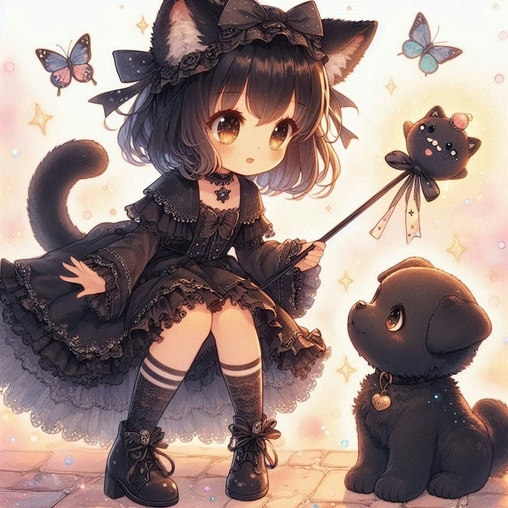 黒猫ちゃんと黒犬くん