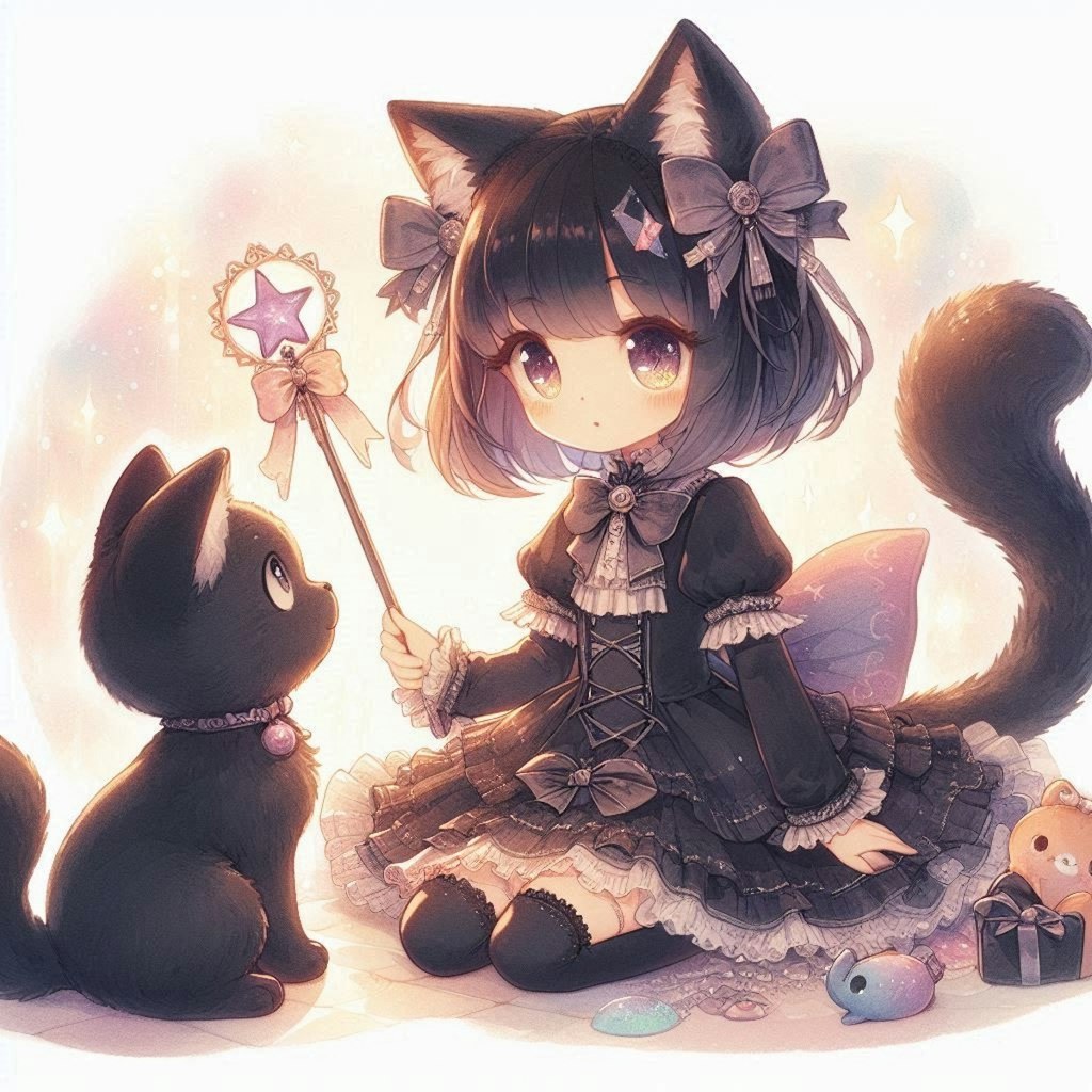 黒猫ちゃんと黒犬くん