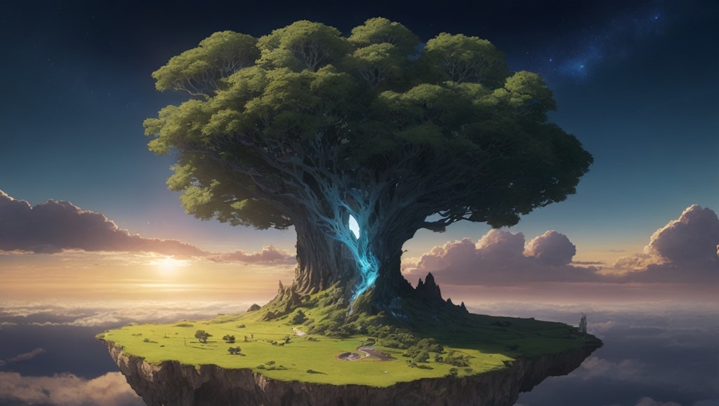 世界樹と浮島の夜明け