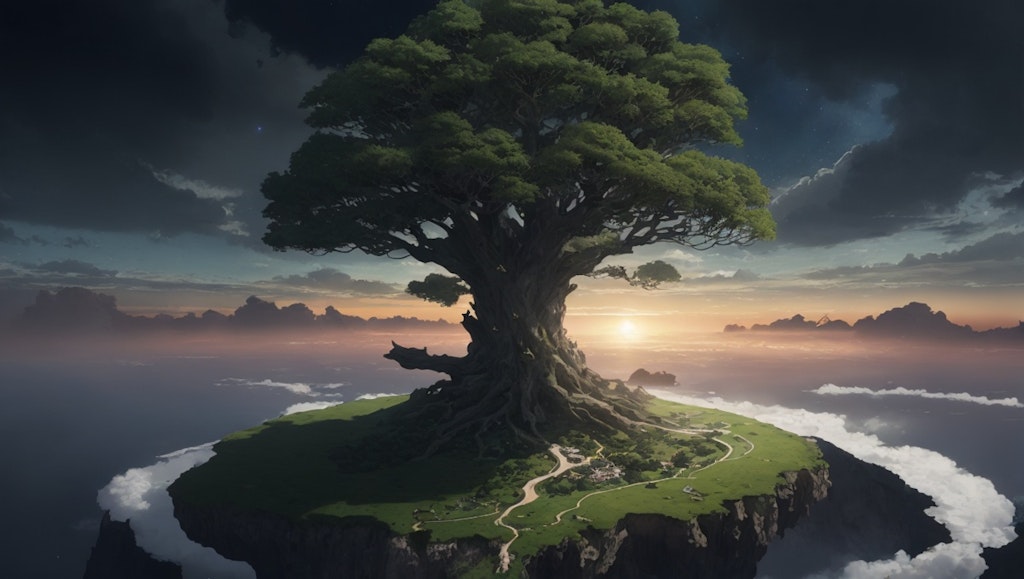 世界樹と浮島の夜明け