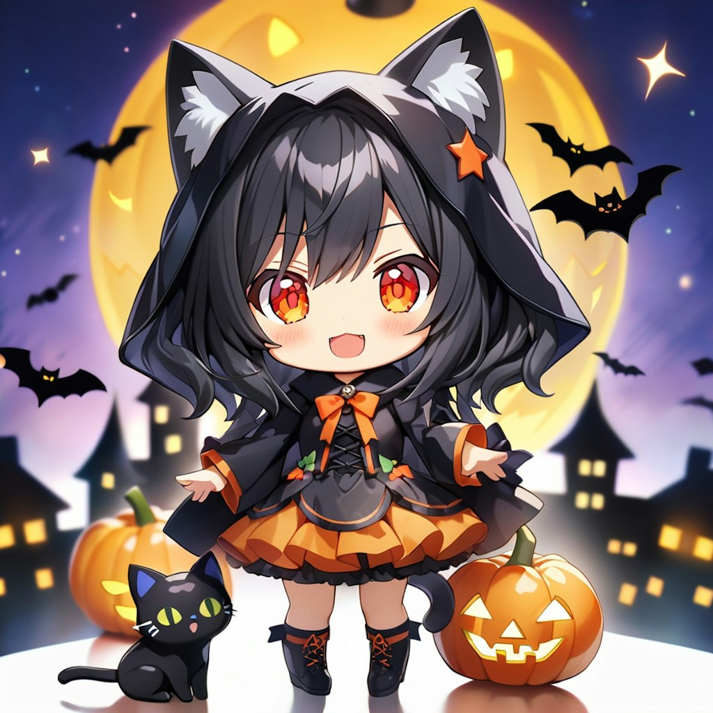 ねんどろいど風の黒猫ハッピーハロウィン