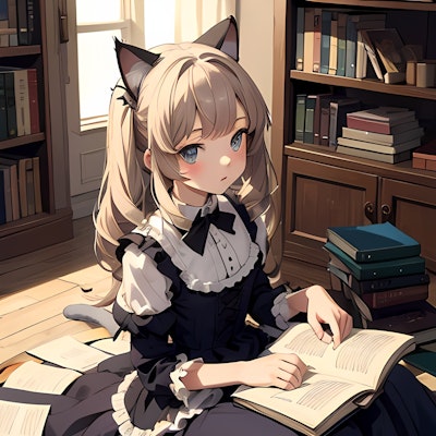 『静謐な書斎、猫耳の秘密』