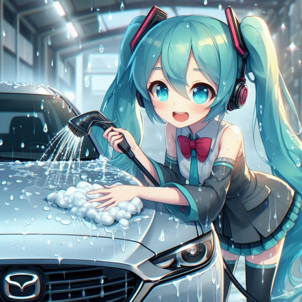 マツダCX-30を初音ミクが洗車中