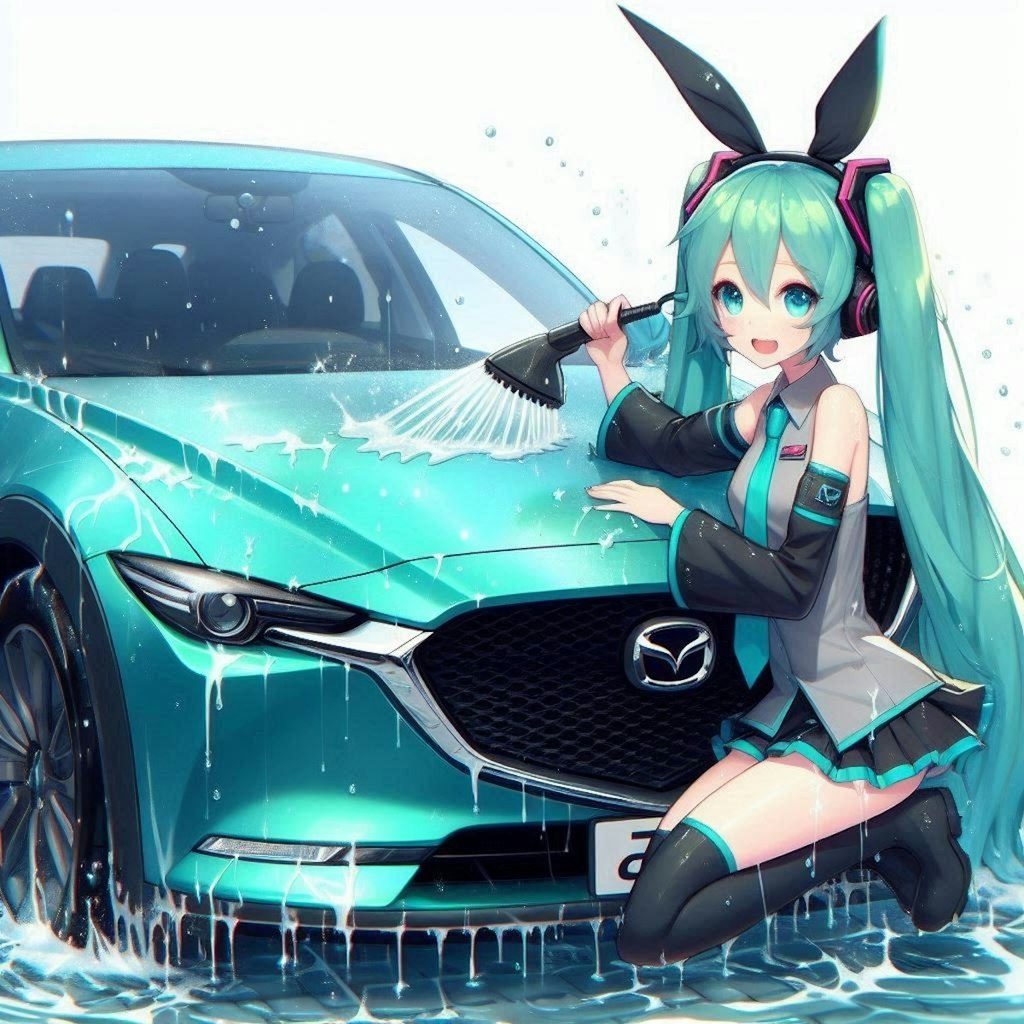 マツダCX-30を初音ミクが洗車中