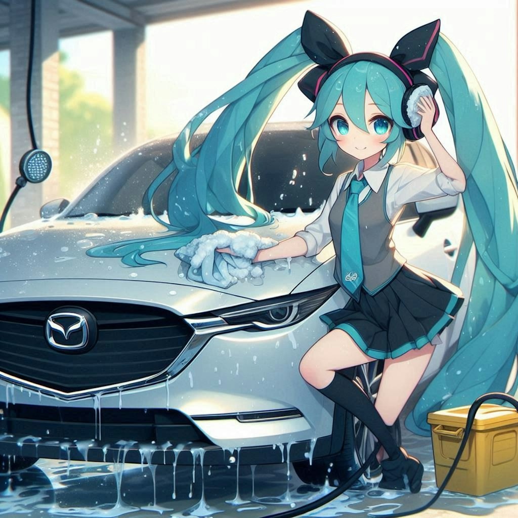 マツダCX-30を初音ミクが洗車中