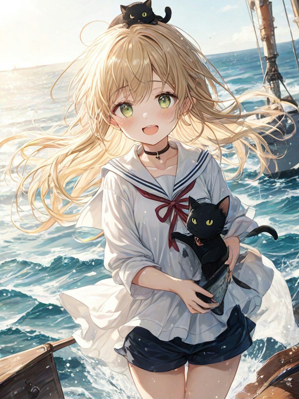 猫と海