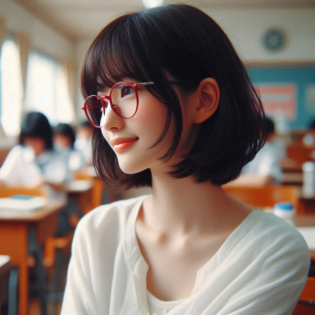 眼鏡女子 楓の横顔