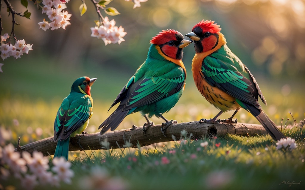 鳥と花