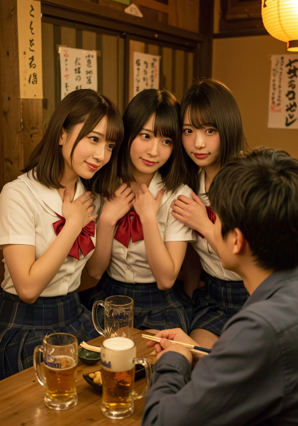 女子の打上げ