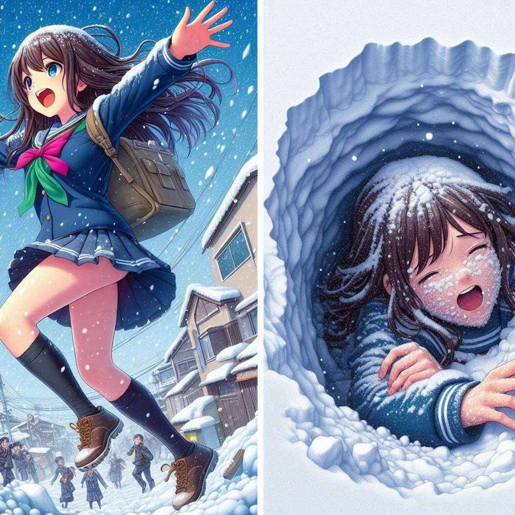 わ～い、雪だぁ～......埋まる