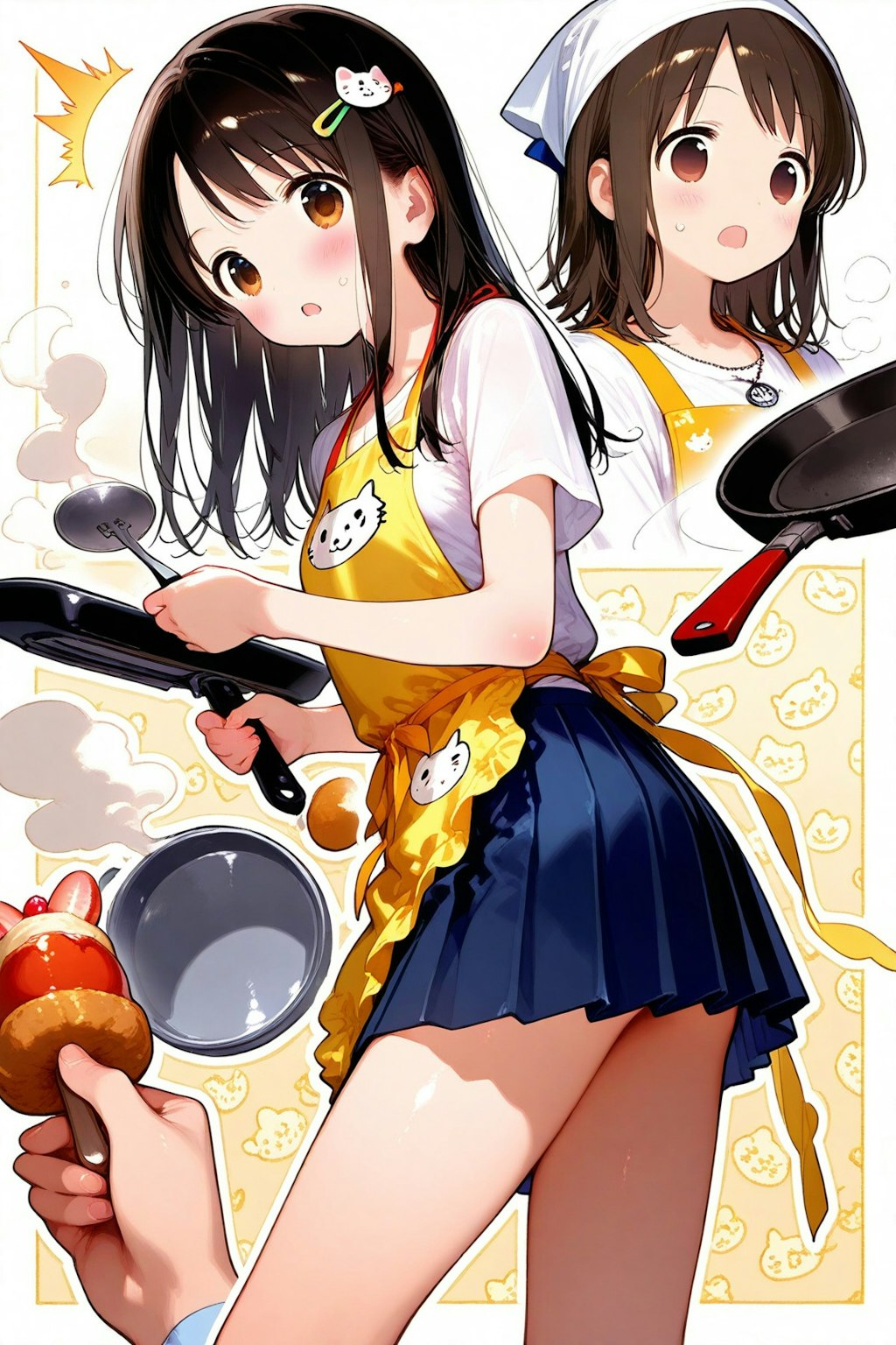 料理に挑戦中、つまみ食いしようとしたら怒られました。